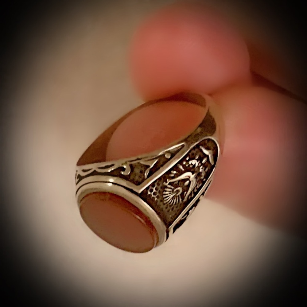 Size 9.5 MYSTIC GOLD SUN ONYX ART RING Solid 925